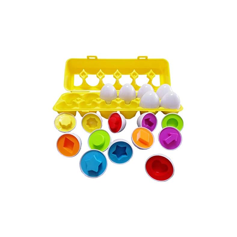 J-hong Matching Eggs 12 pcs Set Easter Eggs – Educational Color & Shape Recognition Sortere Skills Study Toys, Learning…