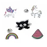 Girls Cute Pegasus Horse Unicorn Rainbow Watermelon Enamel Brooch Set Pin Badge
