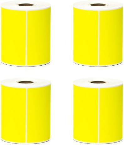 Thermal Transfer Labels - 4" x 6" - Fluorescent Yellow - 1" Core (4 Rolls)