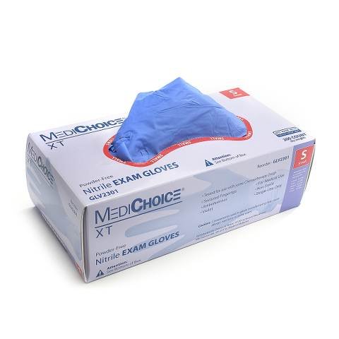 MediChoice Exam Glove, Next Generation Nitrile XT, Non-Sterile, Ambidextrous, Powder-Free, Textured Beaded Cuff, Cleared For Use With Some Chemotherapy Drugs, 9.5-Inch Cuff, Small (Box of 200)