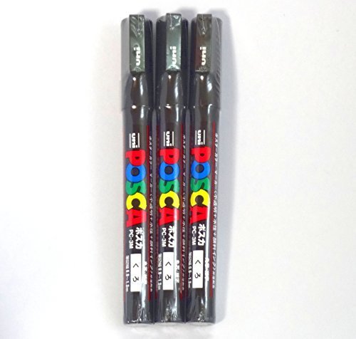 Uni Posca Paint Marker PC-3M Black, 3 Pens Pack(Japan Import)