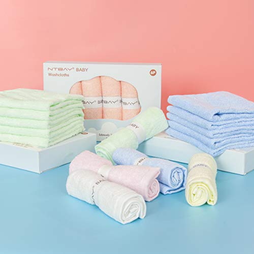 NTBAY 6 Pack Baby Washcloths, Extra Soft Newborn Baby Face Towel Perfect Gifts Set, 10 x 10 Inches, Blue