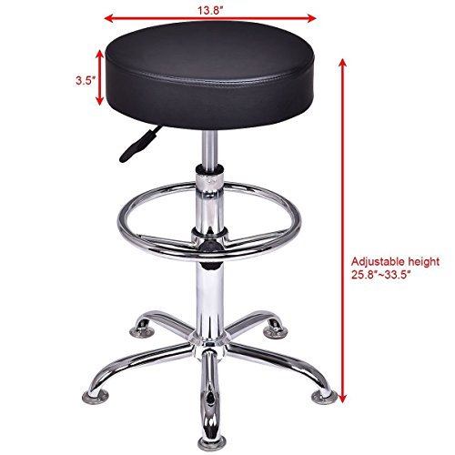 GentleShower Bar Stool 360 Degree Swivel Set of 2 Round Seat Height Adjustable Stool Chair Hydraulic Spa Salon Stools with Footrest for Lab Medical Office Kitchen etc Black