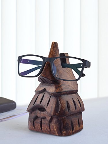 image for storeindya Nose Eyeglass Holder Stand/Wooden Spectacle Holder/Spectacl