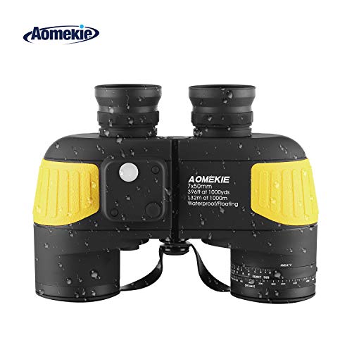 Aomekie Marine Binoculars for Adults 7X50 with Night Vision Compass Rangefinder Fogproof Waterproof BAK4 Prism Lens Military Binocular for Navigation Boating Birdwatching and Hunting (Army Yellow) Aomekie Marine Binoculars for Adults 7X50 with Night Vision Compass Rangefinder Fogproof Waterproof BAK4 Prism Lens Military Binocular for Navigation Boating Birdwatching and Hunting (Army Yellow)