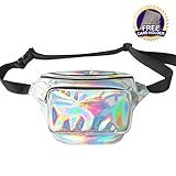 Dolores Women Fashion Hologram Laser Waist Bag Fanny Pack Zipper Waterproof Chest Pack Bum Bag Beach Purse, Silver