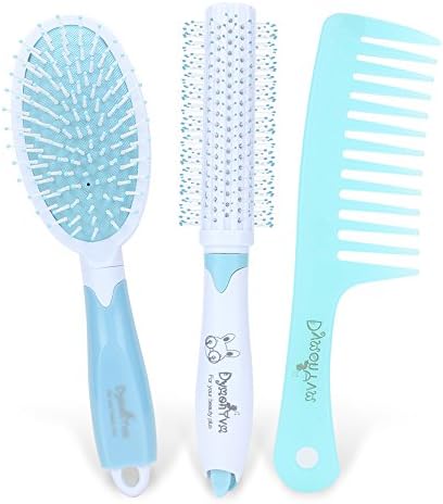 DIFFLIFE Detangling Hair Brush kit Head Scalp Massage Scrubber Comb Ergonomically Designed Paddle(Pack of 3) (Blue)