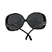 SA106 Wavy Curly Drop Temple Extra Large Round Butterfly Sunglasses Black