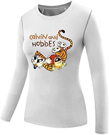 Sysuer Lady Cartoon Calvin&amp;Hobbes Long Sleeve Training Tshirt Tee