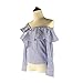 AOMEI Blue Striped Novelty Blouse Shirts For Women