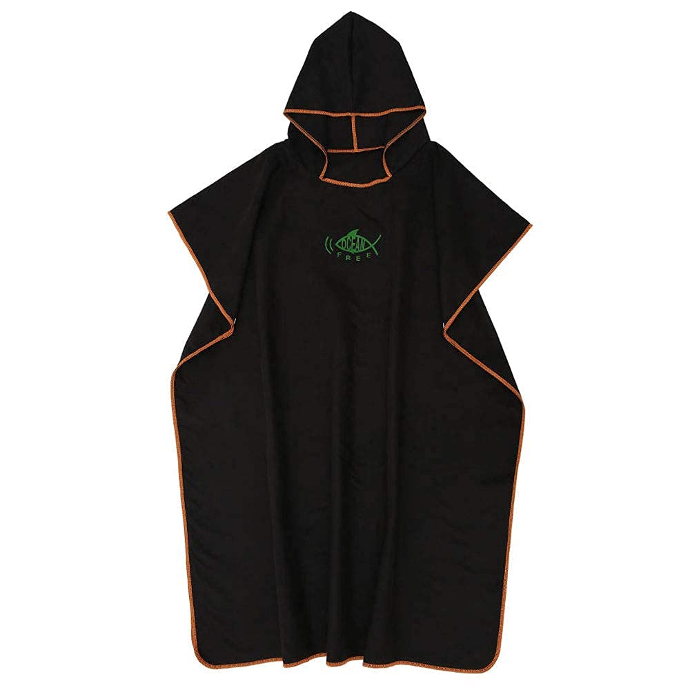 Ghopy Robe Towel Changing Robe Towel Poncho Hooded Robe Quick Dry Lightweight Microfiber for Surfing Swimming and Beach Fits Men Women Adults,Black,90*110cm