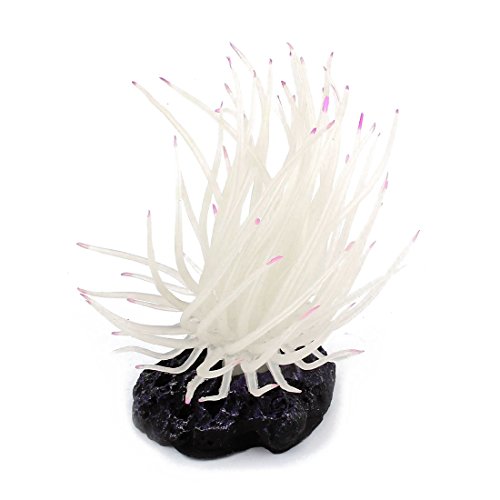 Xigeapg Silicone Aquarium Underwater Artificial Grass Plant 4-inch High White