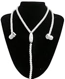 WCI Jewel Phones - Fashionable Jewelry Necklace With Quality Stereo Earphones And Microphone - Connect To iPod, iPhone, Droid, Blackberry, MP3 Player And All 3.5mm Audio Devices - White Pearls