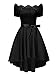 Dreaweet Women's Off Shoulder Lace Boat Neck Vintage Cocktail Party Wedding Dresses Black Medium