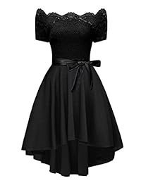 Vestido Dreaweet. Vestido sin hombros, con encaje y de estilo vintage para mujer, ideal para fiestas de cóctel y bodas