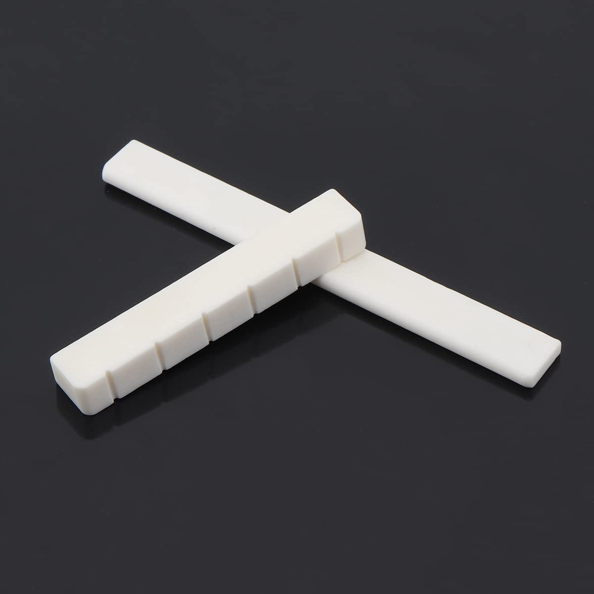 MuzcYM Acoustic Guitar Bridge Saddle Guitar Nuts, White Bone Guitar Bridge Saddle Nut Set for 6 String Classical Guitar