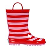 RanyZany Red and Pink Super Stripes Rain Boots