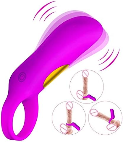 CXQYG Multi-Frequency Vibrātion and Environmental Protection Silica Gel Massage Device for Male Locked Sperm Ring Full of Elasticity (Color : Purple)