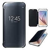 Xtra-Funky Range Samsung Galaxy Note 5 - Smart Date / Time View Mirror Shiny Flip Hard Case Cover With Sleep / Wake Function - Midnight Blue