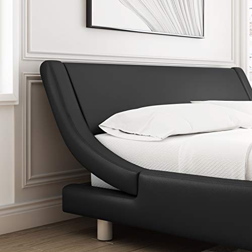 Kealive Deluxe Upholstered Sleigh Bed Frame with Adjustable Headboard