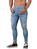 Sibylla Men's Fashion Ripped Skinny Biker Jeans Distressed Slim Fit Denim Pants
