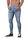 Sibylla Men's Fashion Ripped Skinny Biker Jeans Distressed Slim Fit Denim Pants