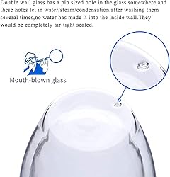 2-Pack 15 Oz Double Walled Glass Coffee Mugs with