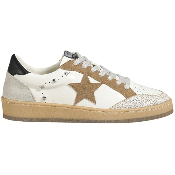 未使用DeuxiemeClasse GOLDEN GOOSE BALL STAR GOLDEN GOOSE Ball Star distressed metallic-trimmed leather