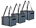 Earthwise Deluxe Collapsible Reusable Shopping Box Grocery Bag Set with Reinforced Bottom Storage Boxes Bins Cubes (Set of 3) (Grey)