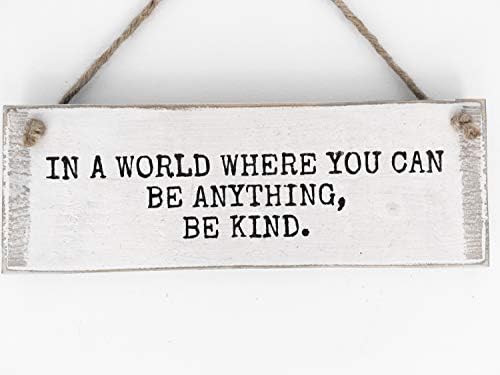 Georgia Barnard in A World Where You Can Be Anything Be Kind Dorm Sign Gift for her Mindfulness Gift Teen Girls Gift Girls Gift Positivity Quote Door Sign 4" x 12" Wood Sign