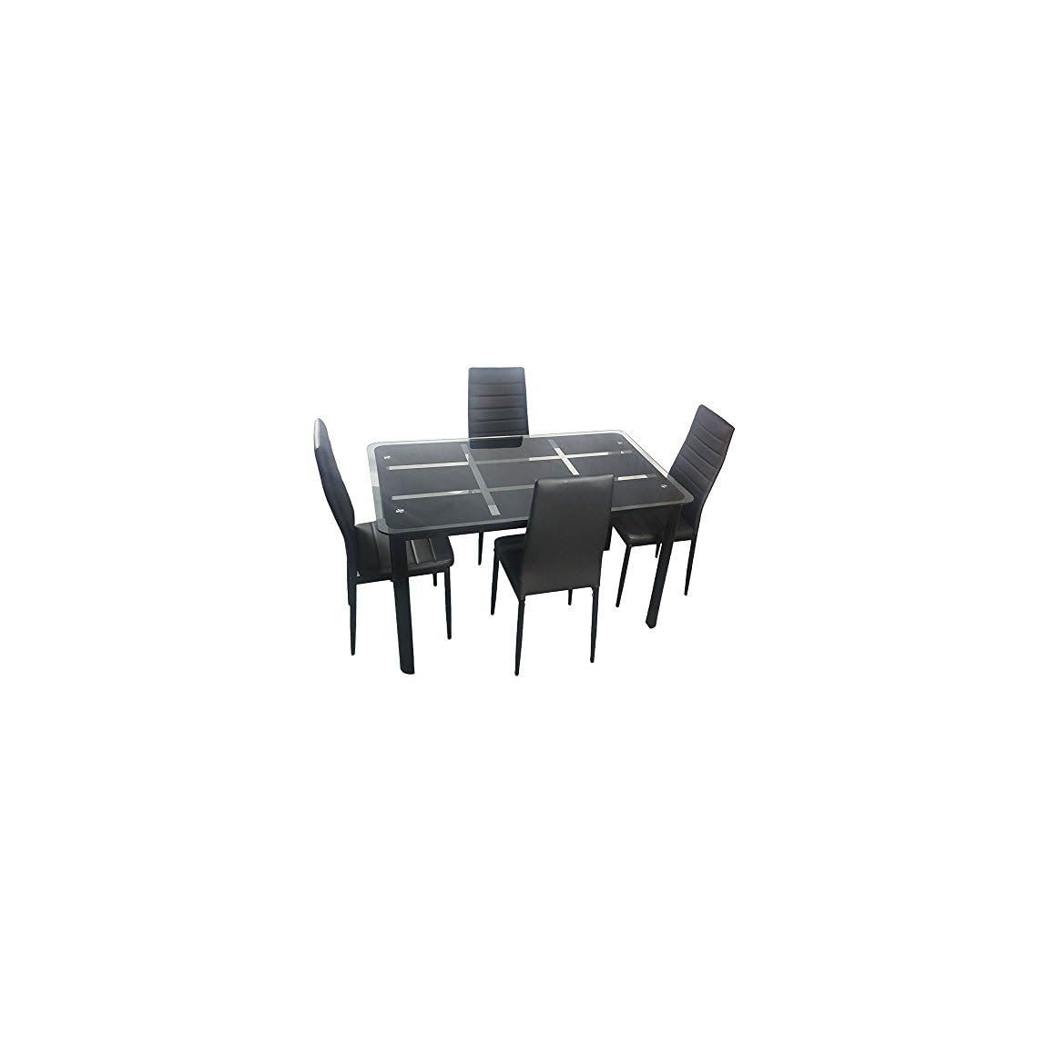 Bonnlo 5 Pieces Dining Table Set for 4 Glass Top Modern Dining Table