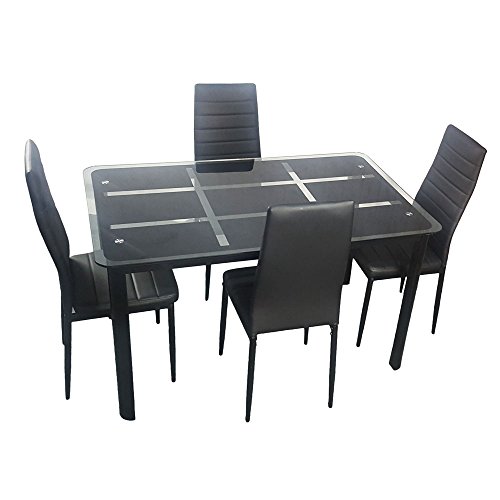 Bonnlo 5 Pieces Dining Table Set for 4 Glass Top Modern Dining Table