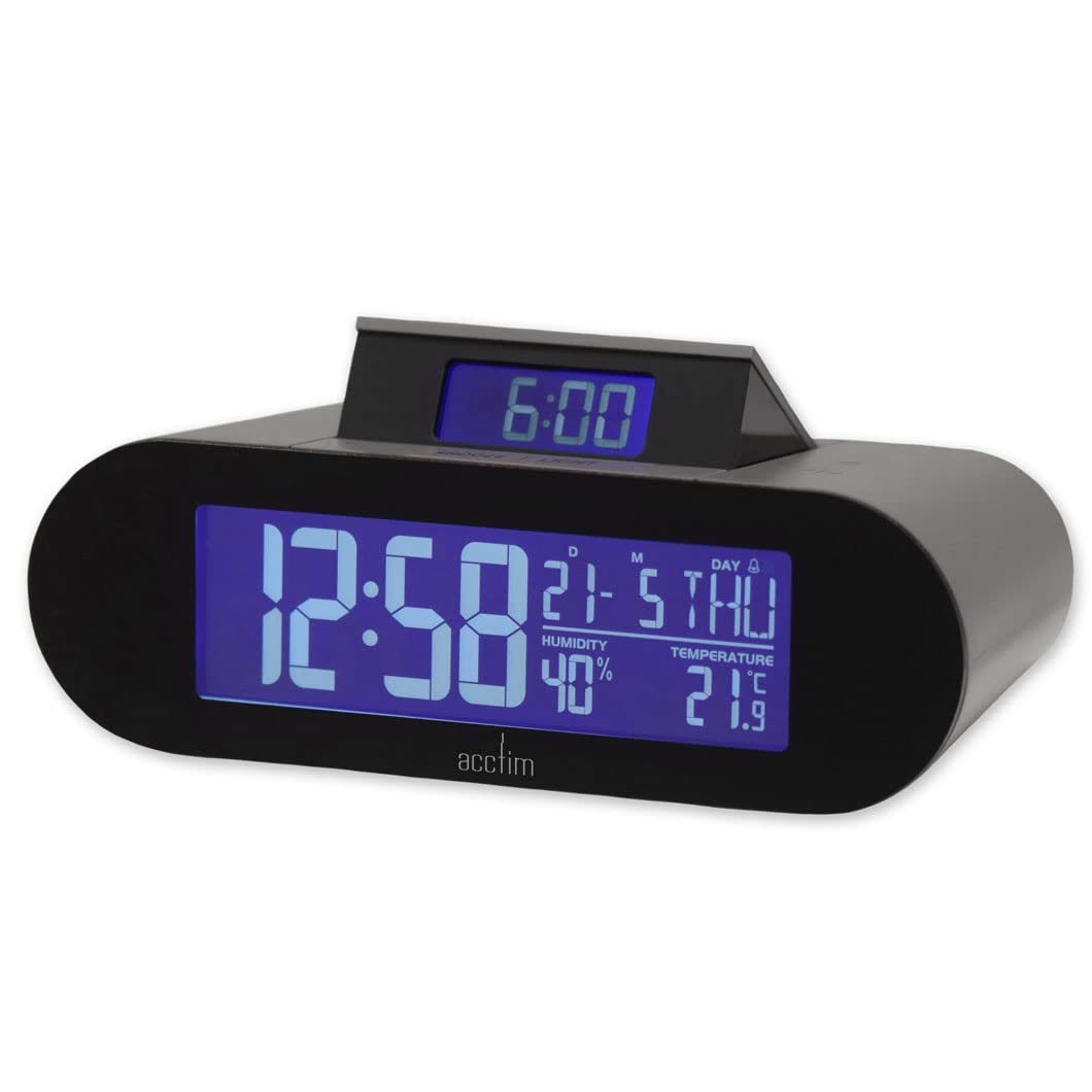Acctim Kian Digital Alarm Clock Crescendo Alarm Date, Temperature & Humidity Display Pop Up Alarm Dovetail