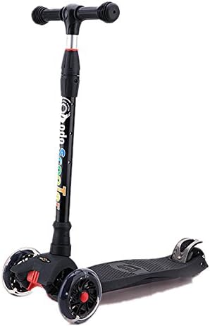 Lelly Q Kids 3 Wheel Adjustable Height Mini Kick Scooter with PU Flashing Wheels Best Gifts for Children from 3 to 12 Year-Old (Black)