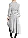 Annflat Women's Button Up Long Sleeve Asymmetrical Hem Belt Striped Shirt Blouse Tops Small Grey