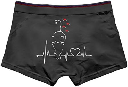 HAGT Lovely Cat Heartbeat Paw Men Cotton Underwear Black L