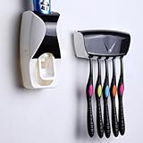Toothpaste Dispenser Automatic - Toothpaste Squeezer - Toothbrush Holder (Black)