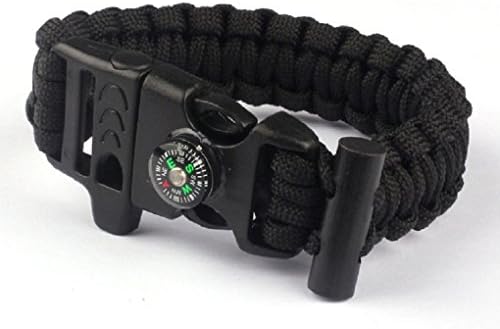 Survival Bracelet 5 in 1 - FIRE Starter - Whistle - COMPASS - Cutting Tool - Paracord - Tool Kit Gear