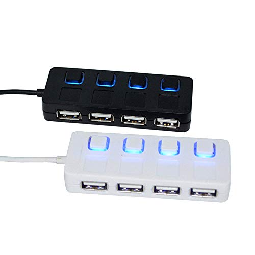 USB Hubs Splitter,Buybuybuy 4-Port USB 2.0 with ON/OFF Switch Usb Muti Hub Adapter Data Hub for Macbook, Mac Pro/mini, iMac, Surface Pro, XPS, Notebook PC, USB Flash Drives, Mobile HDD (White)