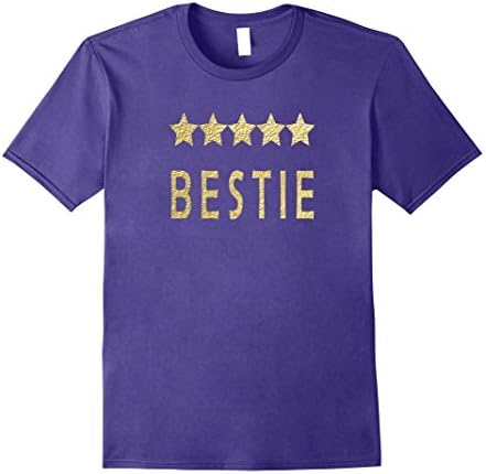 Mens Funny Bestie T-Shirt- Best Bestie Tee Gift - Five Stars BFF Large Purple