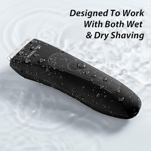 MANSPOT Trimmers for Men, Electric Body Hair Shaver for Men, Groin & Ball Trimmer with 4 Guards, Replaceable Ceramic Blade Heads, Wet & Dry Cordless Trimmer, 90-Minute Shaving Machine