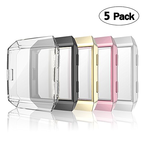 Compatible Fitbit Ionic Screen Protector, SIRUIBO Slim Plated TPU Rugged Cover Full-around Protective Case Bumper Shell Compatible Fitbit Ionic Smart Watch, 5 Pack 