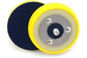Lake Country Dual-Action 3” Backing Plate - Flexible Polishing Pad Plate w/Smooth Finish - Hook and Loop Pad Fastener - Black & Yellow Polisher Backing Plate with Inner Steel Construction