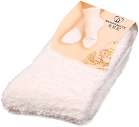 sweetnice Women Girls Soft Bed Floor Socks Fluffy Warm Winter Pure Color Opaque Ankle Socks (White)