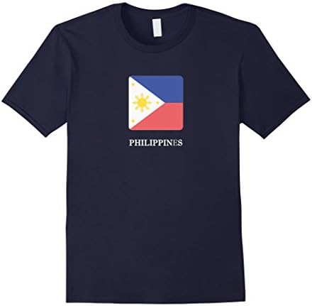Men's Philippines National Flag T-shirt White Letter Filipino Flag 2XL Navy