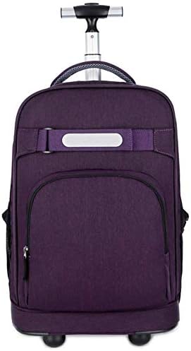 TONGSH Rolling Backpack Travel Wheeled Laptop Backpack for Women Men Carry on Trolley Luggage Suitcase Compact Business Bag College School Computer Bag fit 15.6 Inch Notebook (Color : Purple)