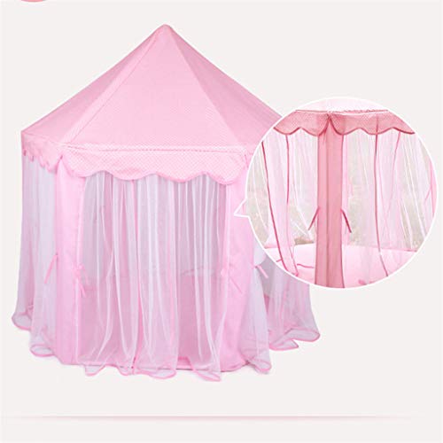 MSOO Princess Castle Play Tent Kids Play House with Star Lights Girls Pink Play Tent - Thumbnail 3