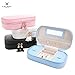 JL LELADY JEWELRY LELADY Small Jewelry Box Portable Travel Jewelry Case Organizer Faux Leather Storage Holder with Mirror for Earrings Rings Necklaces, Gifts for Women Girls Small Size (Sky Blue)