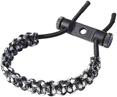 Assolar Hunting Survival 550 Paracord Archery Bow Wrist Sling Adjustable Braided Cord Rope for Compound Bow (Black/White)