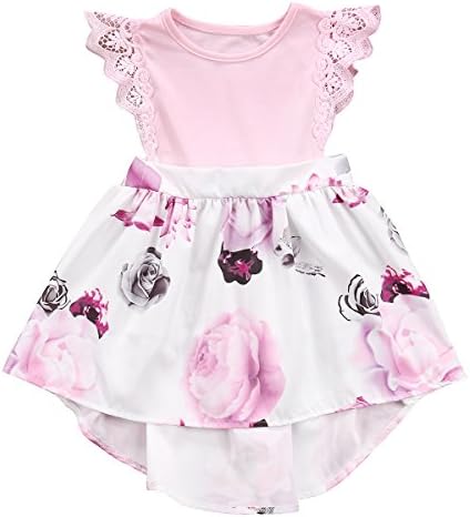 Big Sister Little Sister Floral Matching Clothing Lace Ruffle Sleeve Romper&Dress Outfit Family Clothing